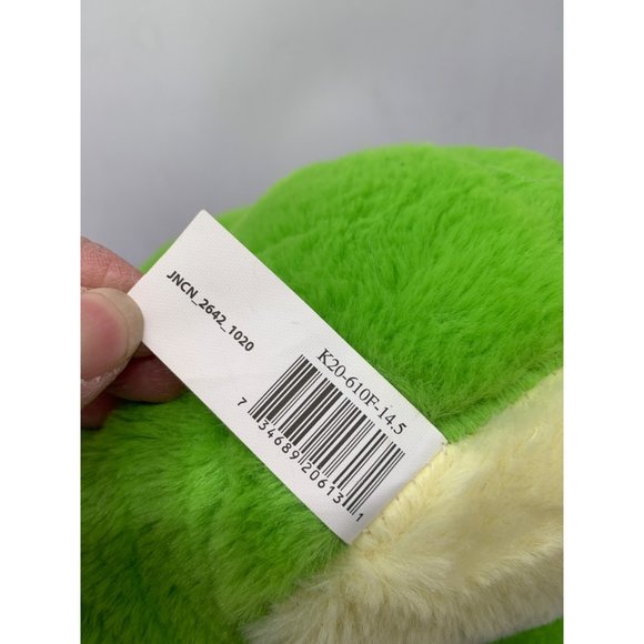 Walmart Green Frog Pink Bow Bunny Ears Easter 14.5 Inch Plastic Eyes Plush Stuff - Picture 7 of 11